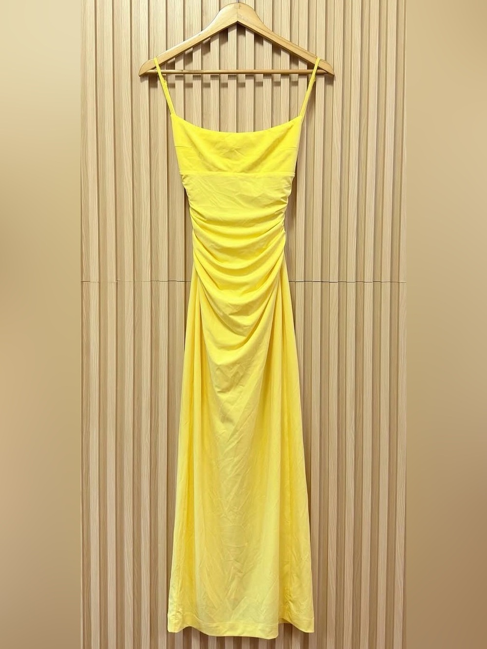 Zara NWT Sexy Bright Butter Yellow Tie Criss Cross Spaghetti Strap Maxi Dress XS - Picture 2 of 3